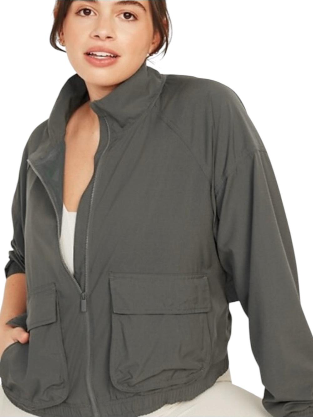 Old Navy Activewear Stretch Tech Army Green Zip Up Nylon Mesh Jacket 4X